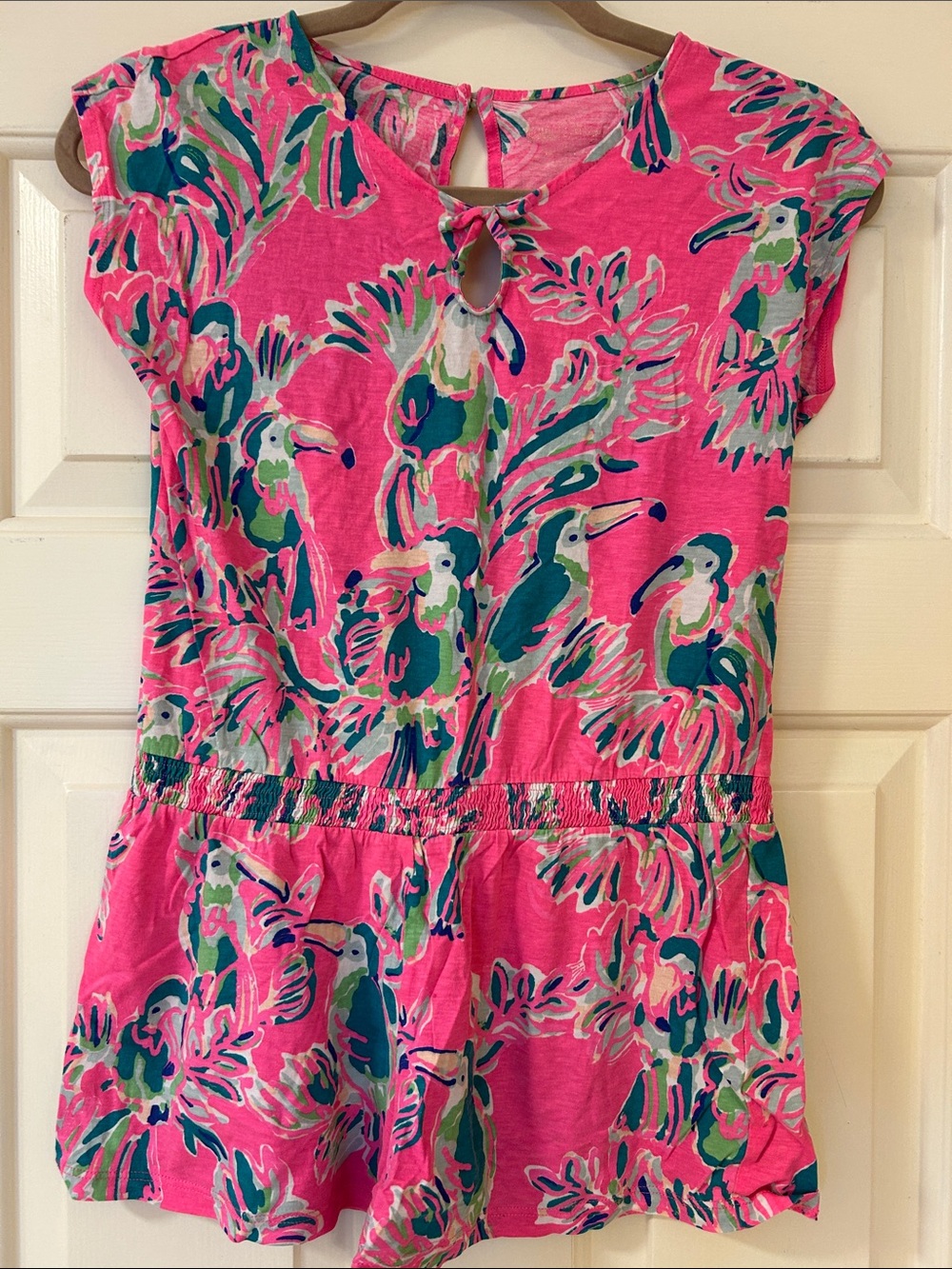 Lilly Pulitzer Girls' Pink Tropical Print Pull-On Shorts Romper